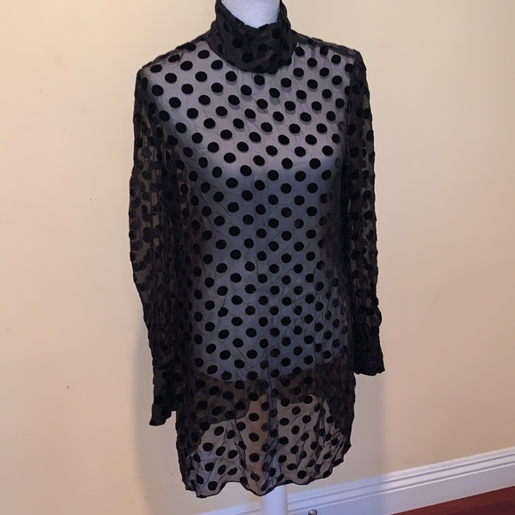 STONE COLD FOX Shimo Dress Velvet Dots Black Sheer Short Event Coquette Mini - Picture 2 of 9